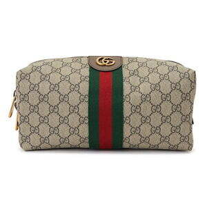 GUCCI Web Clutch Pouch Bag Brown